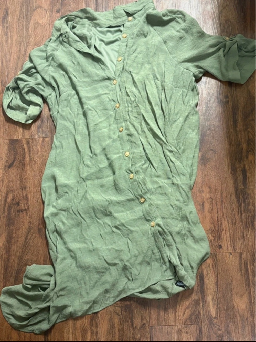 Mlle Gabrielle Sage Green Casual Button-Down Shirt